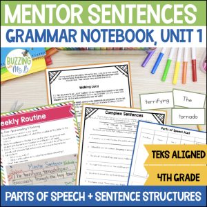 Fourth Grade Mentor Sentences for Grammar - TEKS aligned