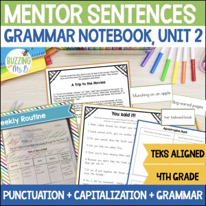 Fourth Grade Mentor Sentences for Capitalization & Punctuation TEKS aligned