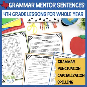 Mentor Sentences 4th Grade Grammar Bundle for the School Year, TEKS aligned