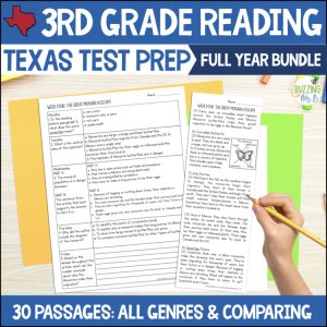 Third Grade Texas Reading Test Prep for the Whole Year Prep Bundle