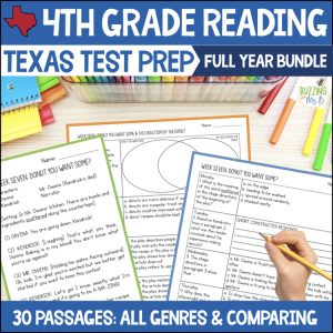 Fourth Grade Texas Reading Test Prep for the Whole Year Bundle