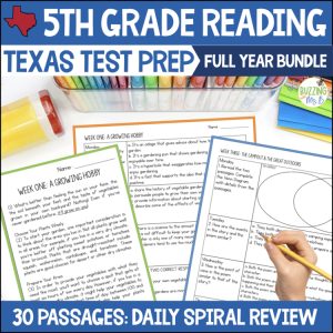 Fifth Grade Texas Reading Spiral Review Passages for the Whole Year Bundle