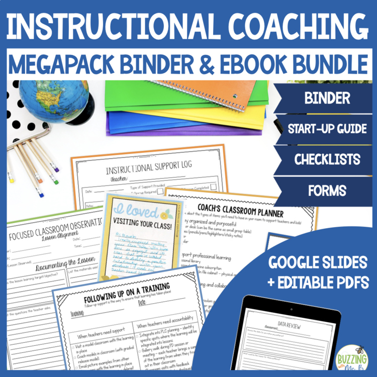 Instructional Coaching Bundle Binder, Start-Up Guide, Lists & Observation Forms