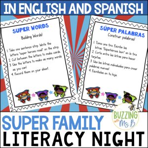 Superhero Family Literacy Night in English and Spanish - The Editable Bundle!