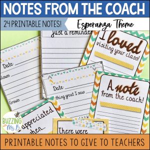 Instructional Coach Notes: Printable Notes to Give to Teachers, Esperanza Style