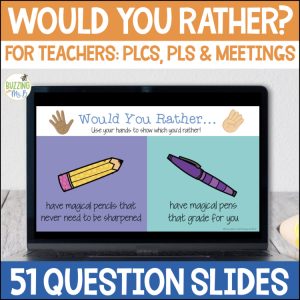 Would You Rather? teacher question slides for PLCs and PDs