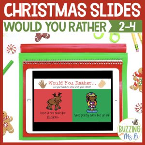 Would You Rather? Christmas themed slides for morning meetings and brain breaks