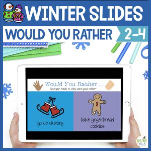 Would You Rather? Winter themed slides for morning meetings and brain breaks
