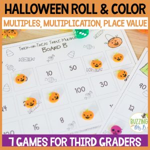 Roll and Color Multiplication and Factors Boards for Halloween