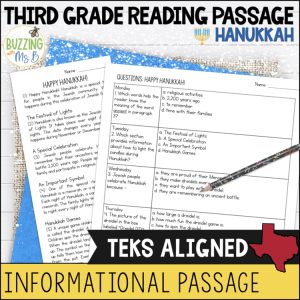 Third Grade Reading Passage for Informational Text: Happy Hanukkah!