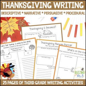 Thanksgiving Writing Lessons for Persuasive, Procedural, Descriptive, Narrative